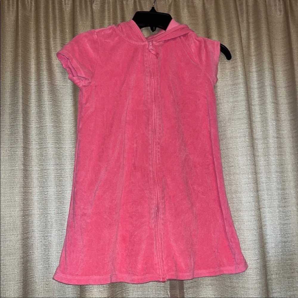 Girls Large (10/12) OP Pink Terry Cloth Zip Up Swim Suit Cover Up